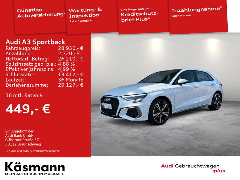 Weiß Gebraucht 2021 Audi A3 Sportback S-Line Limousine | 28.930 € (Teuer) - Bild 1/4