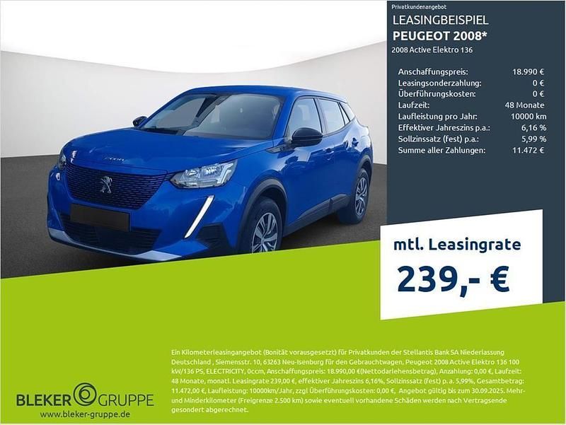 Blau Gebraucht 2022 Peugeot e-2008 Active SUV | 16.580 € (Superpreis) - Bild 1/3