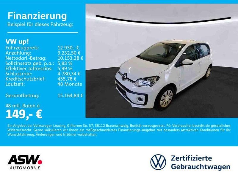 Pure white Gebraucht 2021 VW up! move up! Kleinwagen | 12.930 € (Fairer Preis) - Bild 1/3