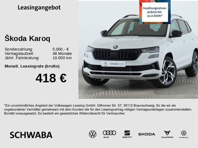 Moonweiß perleffekt Gebraucht 2024 Skoda Karoq SportLine SUV | 38.960 € (Fairer Preis) - Bild 1/4