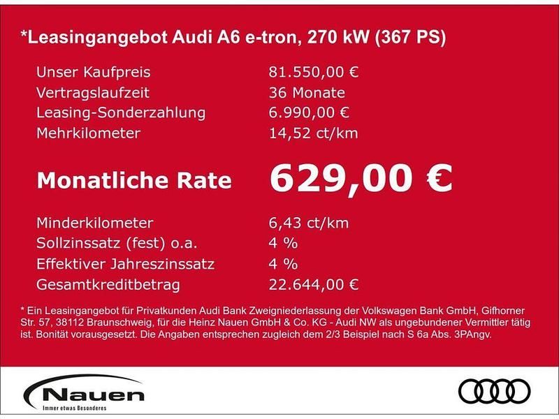 Neu Audi A6 e-tron Performance 269 kW (367 PS) 2026 Schwarz Kombi
