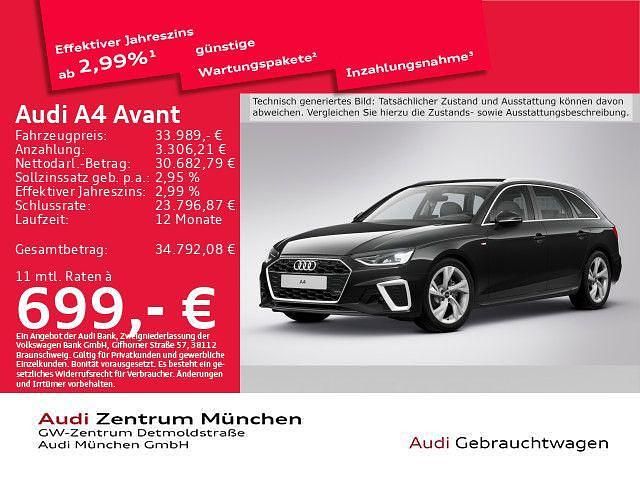 Mythosschwarz metallic Gebraucht 2022 Audi A4 S-Line Kombi | 33.989 € (Fairer Preis) - Bild 1/2