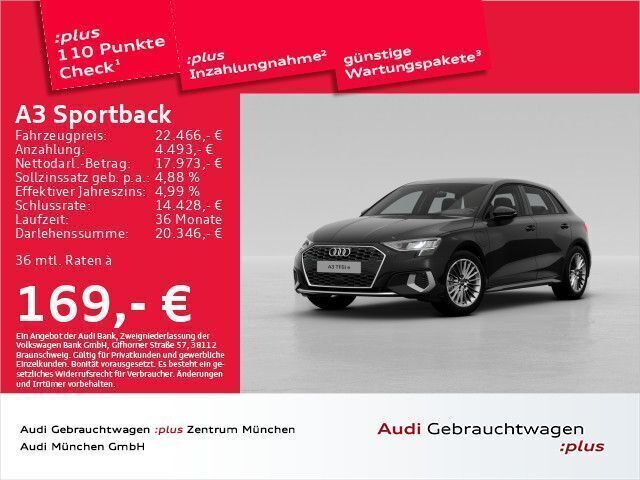 Schwarz Gebraucht 2022 Audi A3 Sportback e-tron Advanced Limousine | 22.466 € (Superpreis) - Bild 1/2