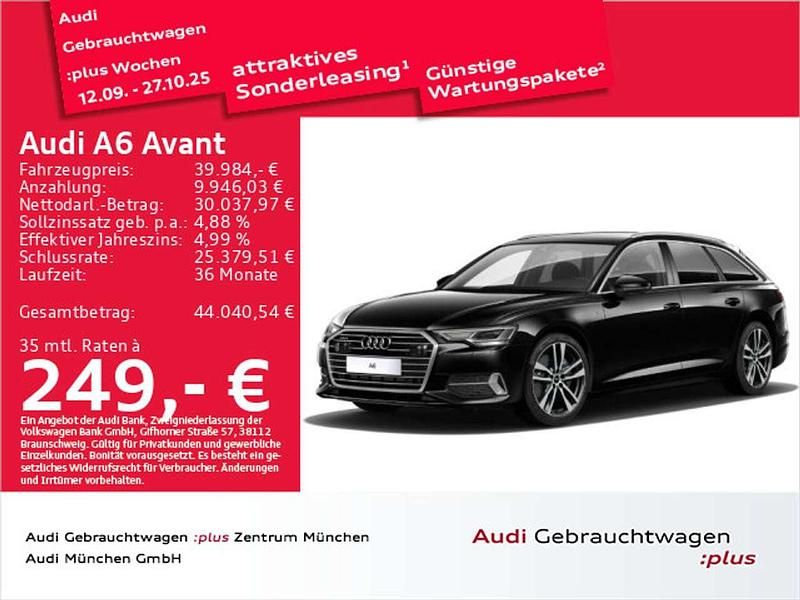 Mythosschwarz metallic Gebraucht 2022 Audi A6 S-Line Kombi | 39.984 € (Guter Preis) - Bild 1/2