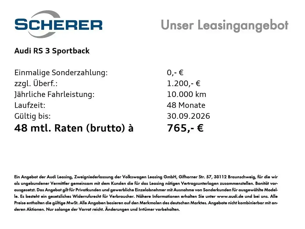 Neu Audi RS3 Sport 400 PS (294 kW) 2026 Grau Limousine