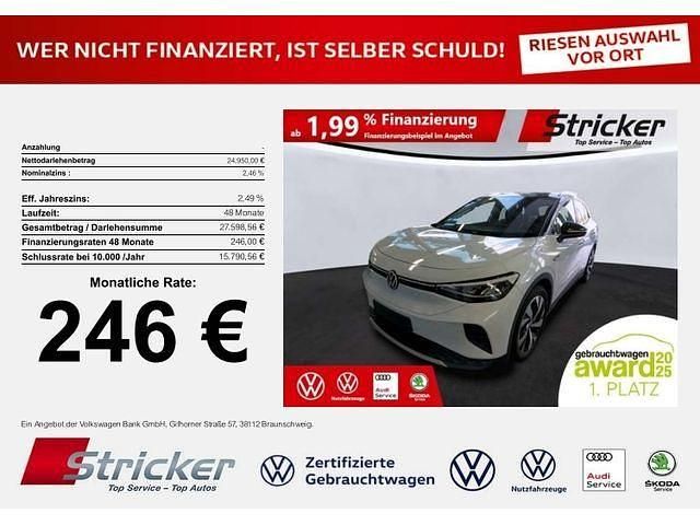 Gletscherweiß metallic schwarz (metallic) Gebraucht 2021 VW ID.4 SUV | 24.950 € (Superpreis) - Bild 1/3