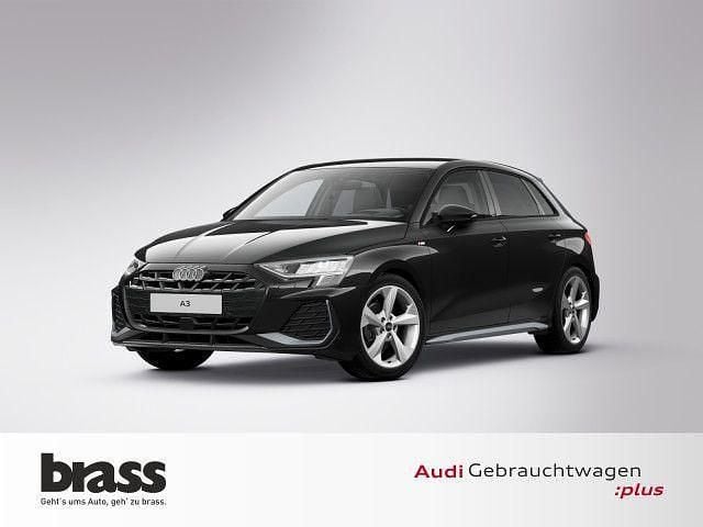Mythosschwarz metallic Gebraucht 2024 Audi A3 Sportback S-Line Limousine | 32.600 € (Superpreis) - Bild 1/4