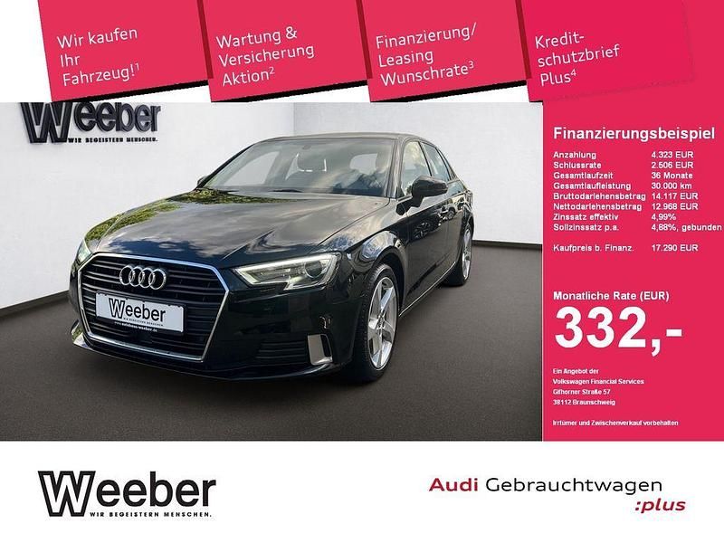 Brillantschwarz Gebraucht 2018 Audi A3 Sportback Sport Limousine | 16.790 € (Guter Preis) - Bild 1/4