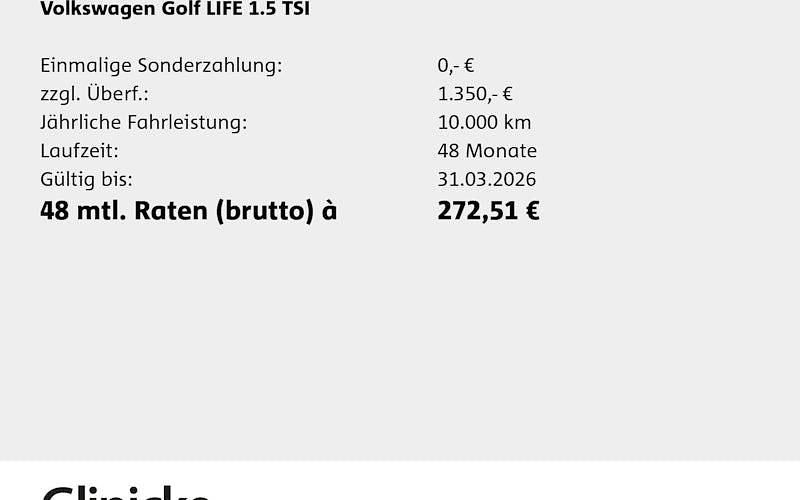 Neu VW Golf VIII Life 150 PS (110 kW) 2026 Anemonenblau metallic Limousine