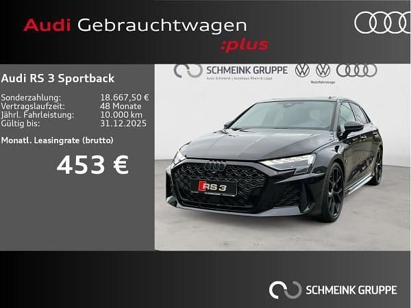 Schwarz (mythosschwarz metallic) Gebraucht 2025 Audi RS3 Sportback Advanced Kleinwagen | 74.671 € (Teuer) - Bild 1/3