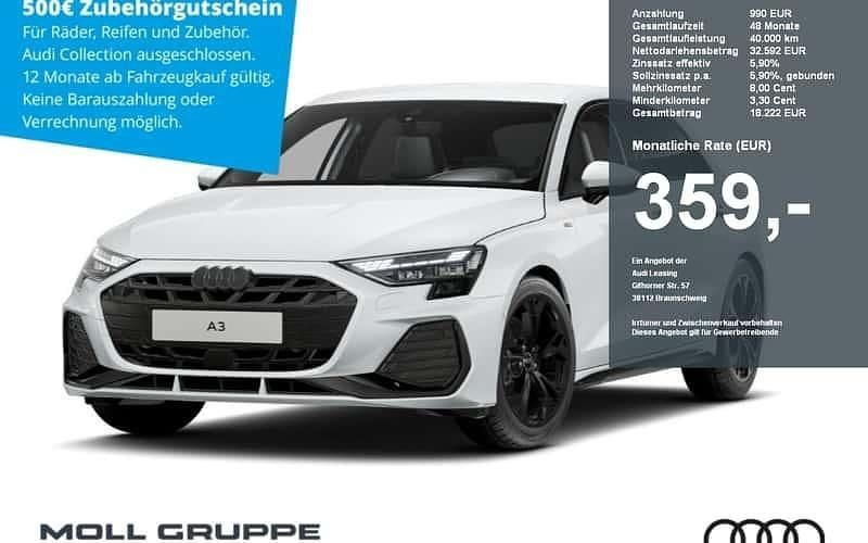 Mythosschwarz metallic Neu 2025 Audi A3 Sportback S-Line Limousine | 40.990 € (Fairer Preis) - Bild 1/2