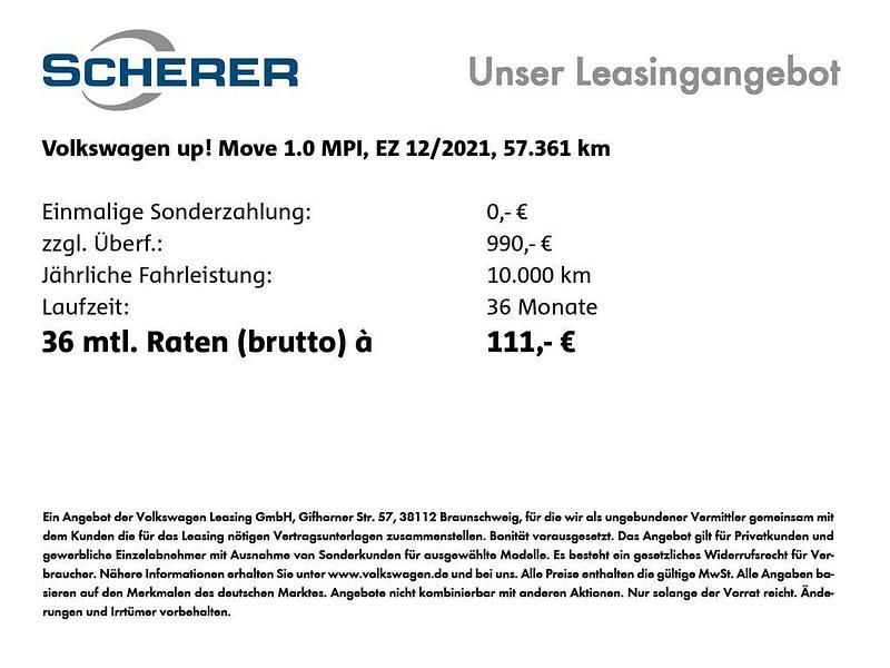 Gebraucht VW up! Move 65 PS (47 kW) 2021 Pure white Kleinwagen