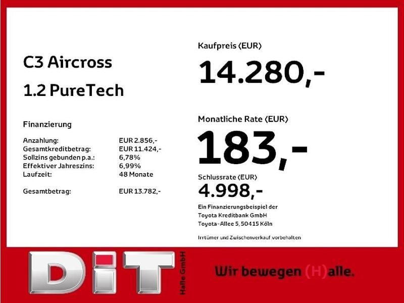Gebraucht Citroën C3 Aircross 131 PS (96 kW) 2023 Lack weiss banquise/typ aussenverkleidun SUV