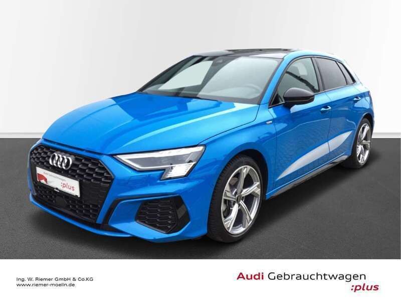 Blau Gebraucht 2022 Audi A3 Sportback S-Line Limousine | 29.639 € (Fairer Preis) - Bild 1/4