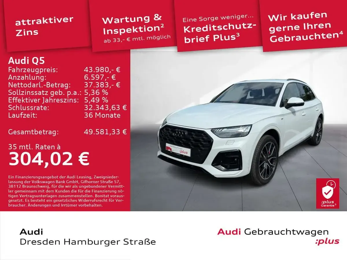 Gebraucht Audi Q5 S-Line 204 PS (150 kW) 2024 Weiß SUV