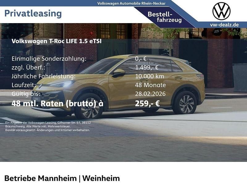 Gelb Neu 2026 VW T-Roc Life SUV | 31.489 € (Superpreis) - Bild 1/4
