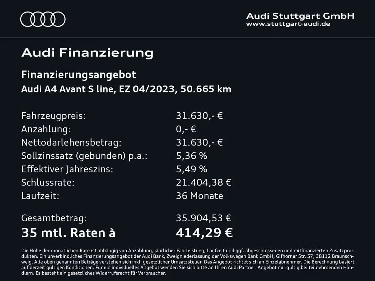 Gebraucht Audi A4 S-Line 204 PS (150 kW) 2023 Mythosschwarz metallic Kombi