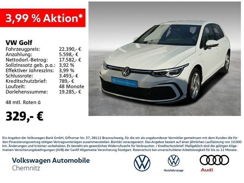 Pure white Gebraucht 2021 VW Golf VIII GTE Limousine | 23.350 € (Guter Preis) - Bild 1/4
