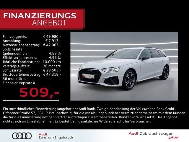 Weiß metallic Gebraucht 2024 Audi A4 S-Line Kombi | 49.980 € - Bild 1/4