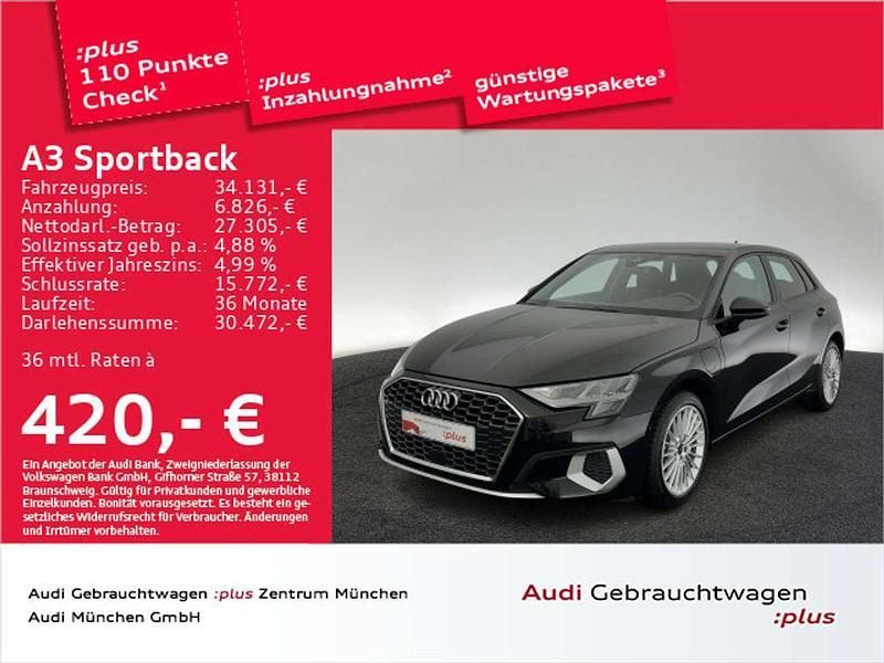 Brillantschwarz Gebraucht 2023 Audi A3 e-tron Advanced Kleinwagen | 34.131 € - Bild 1/2