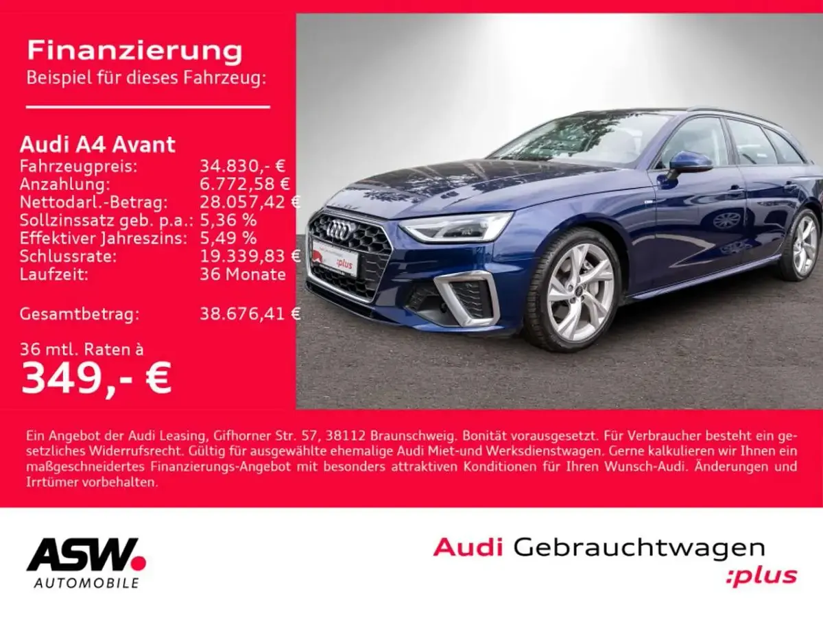 Gebraucht Audi A4 S-Line 204 PS (150 kW) 2024 Navarrablau metallic Kombi
