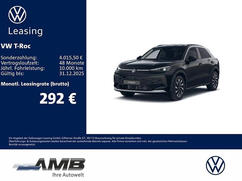 Schwarz Neu 2025 VW T-Roc Life SUV | 38.950 € (Teuer) - Bild 1/4