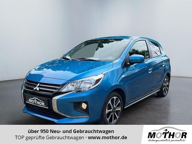 Atollblau (p) Gebraucht 2021 Mitsubishi Space Star Select+ Limousine | 13.398 € (Fairer Preis) - Bild 1/4