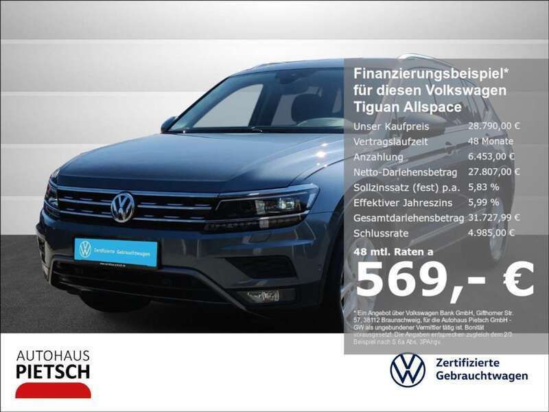 Grau Gebraucht 2019 VW Tiguan Allspace Highline SUV | 28.790 € (Teuer) - Bild 1/3