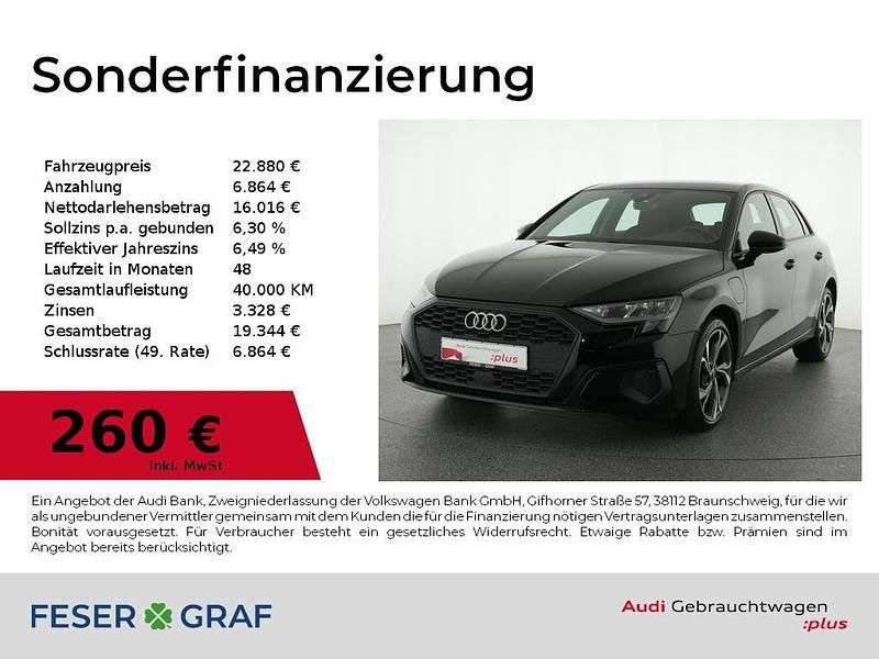 Schwarz Gebraucht 2022 Audi A3 Sportback e-tron Ambiente Limousine | 22.880 € (Superpreis) - Bild 1/2
