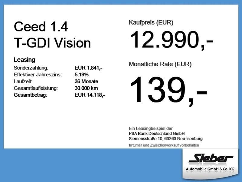 Second-hand Kia Ceed Vision 140 CP (102 kW) 2021 Alb Hatchback