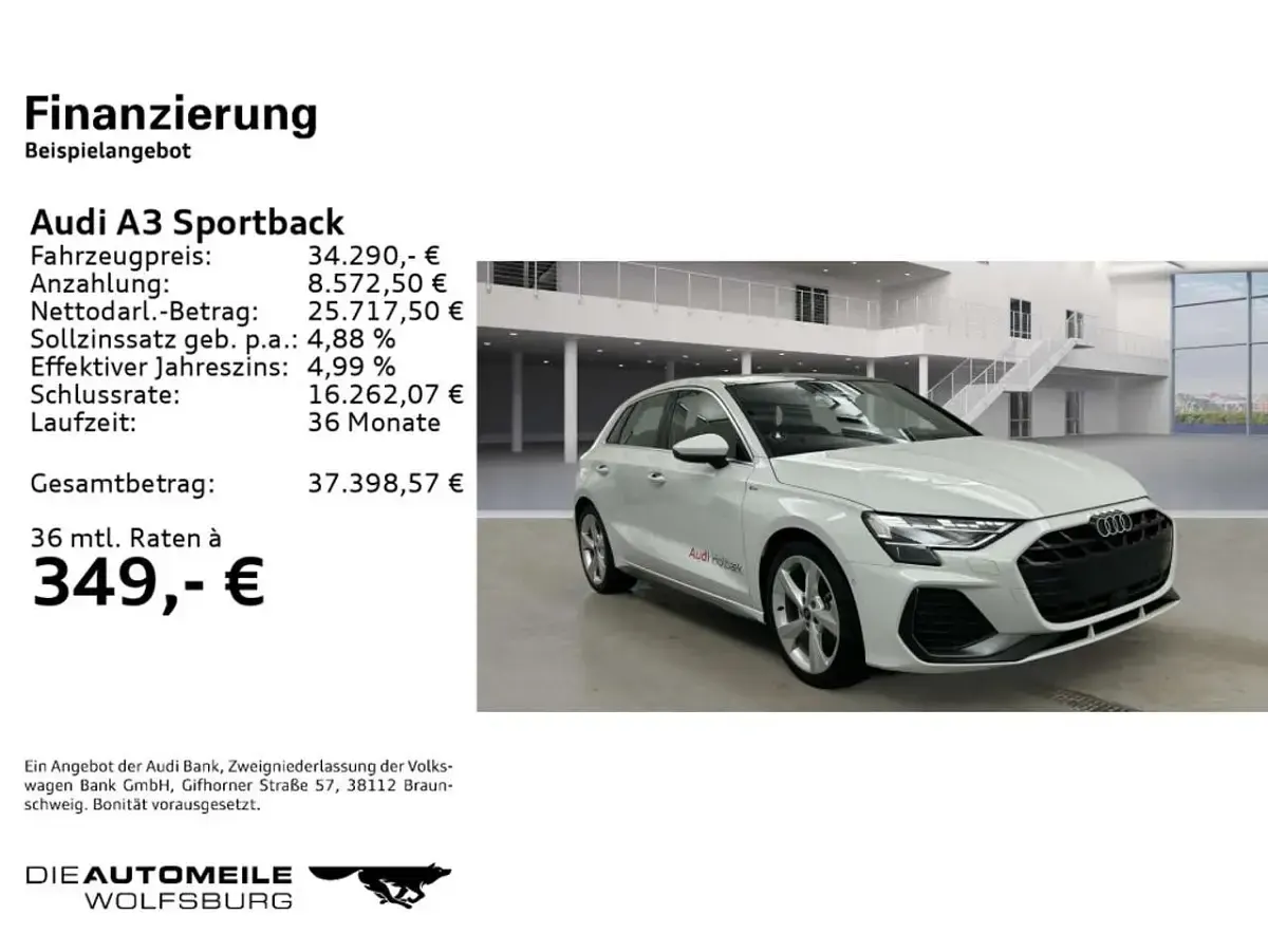 Brugt Audi A3 S-Line 150 HK (110 kW) 2025 Hvid Sedan