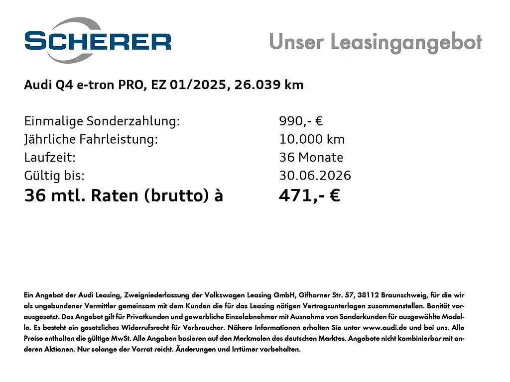 Second-hand Audi Q4 e-tron Ambiente 210 kW (286 CP) 2025 Negru SUV