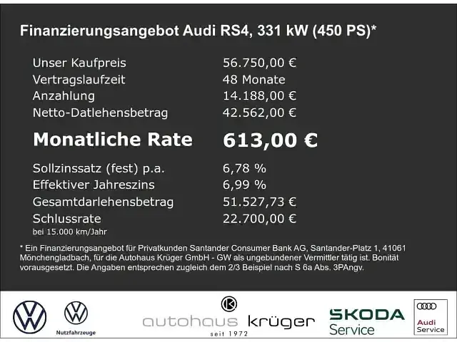 Używany Audi RS4 Advanced 450 KM (330 kW) 2022 Szary Kombi