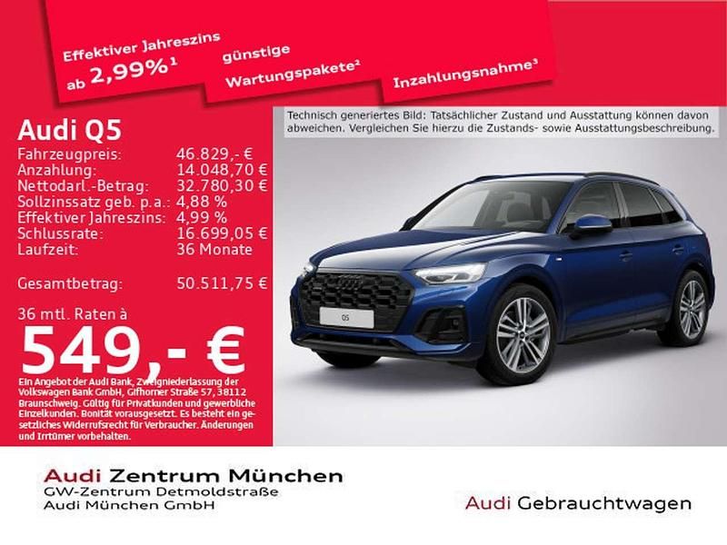 Blau Gebraucht 2023 Audi Q5 S-Line SUV | 46.829 € - Bild 1/2
