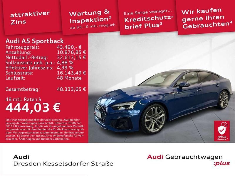 Ascariblau metallic Gebraucht 2024 Audi A5 S-Line Coupé | 43.490 € (Superpreis) - Bild 1/4