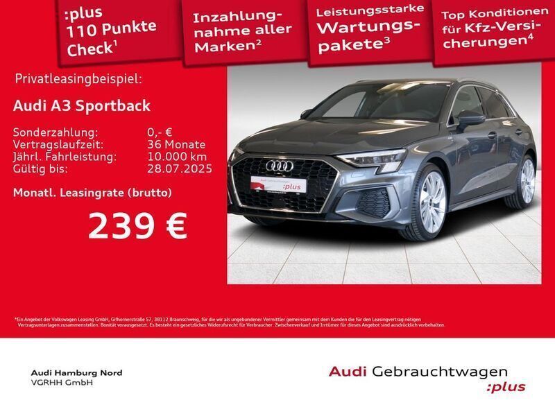 Grau Gebraucht 2024 Audi A3 Sportback S-Line Kleinwagen | 33.680 € (Fairer Preis) - Bild 1/3