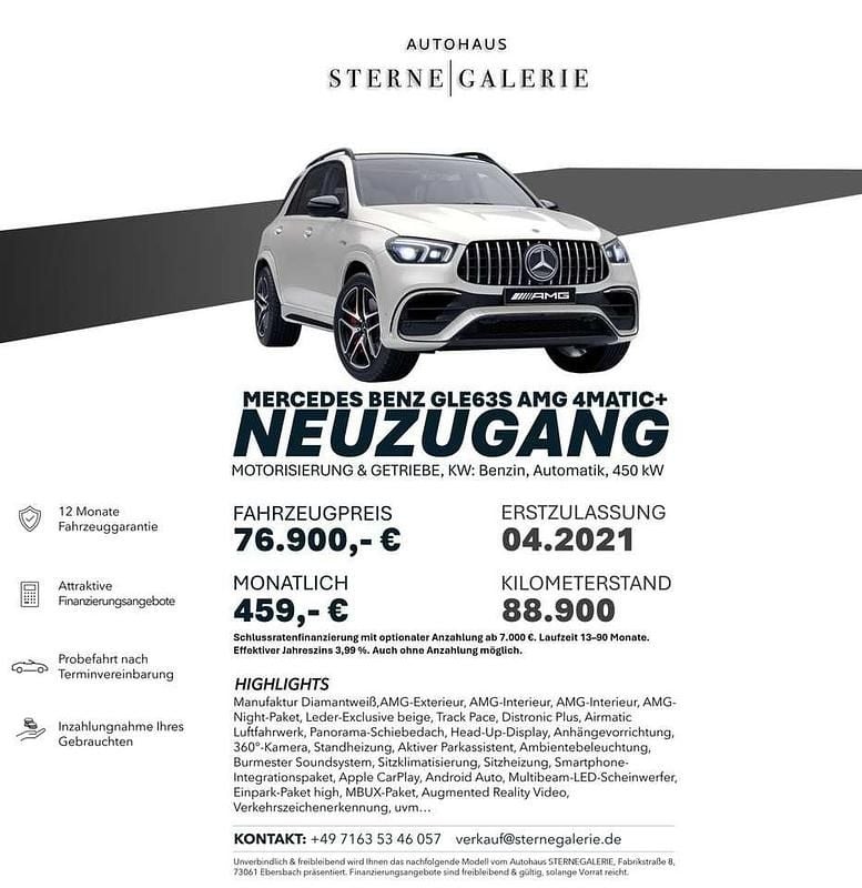 Gebraucht Mercedes GLE63 AMG AMG 634 PS (466 kW) 2021 Weiß SUV