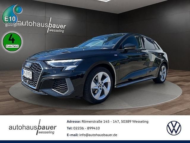 Schwarz / mythosschwarz (metallic) Gebraucht 2023 Audi A3 S-Line Limousine | 35.960 € - Bild 1/4