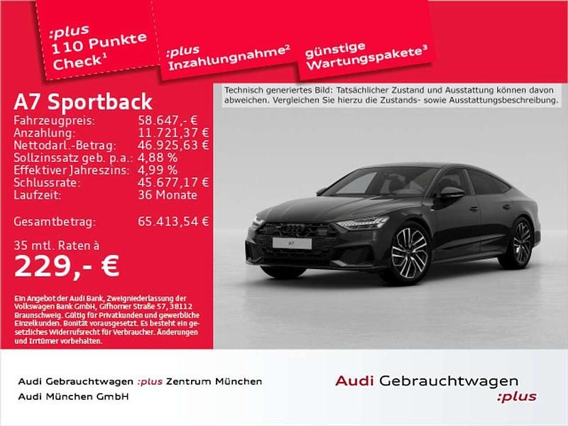 Mythosschwarz metallic Gebraucht 2024 Audi A7 S-Line Kleinwagen | 58.647 € (Fairer Preis) - Bild 1/2