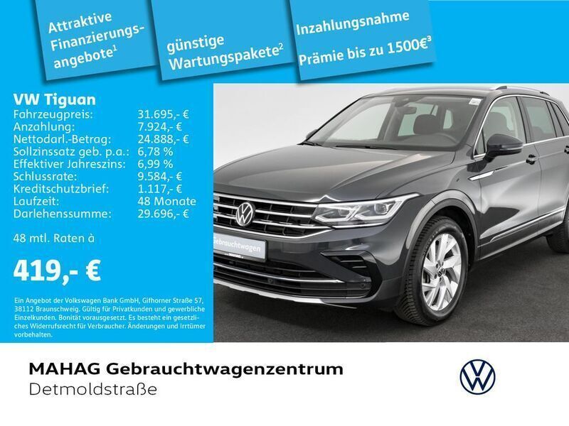 Uranograu Gebraucht 2022 VW Tiguan Elegance SUV | 32.881 € (Fairer Preis) - Bild 1/2