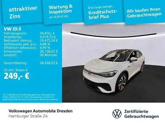 Gebraucht VW ID.5 Pro Performance 150 kW (204 PS) 2023 Blanco nevada/schwarz SUV