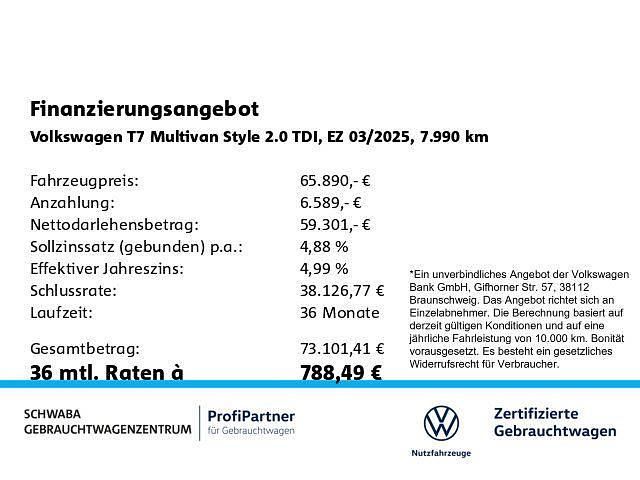 Gebraucht VW Multivan Style 150 PS (110 kW) 2025 Deep black perleffekt Van