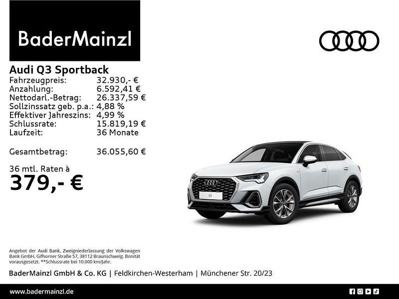 Gletscherweiß metallic (metallic) Gebraucht 2024 Audi Q3 Sportback S-Line SUV | 32.930 € (Fairer Preis) - Bild 1/3