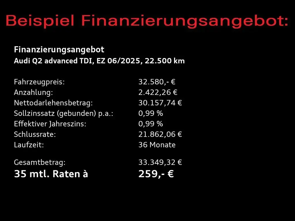 Gebraucht Audi Q2 Advanced Plus 150 PS (110 kW) 2025 Mythosschwarz metallic SUV