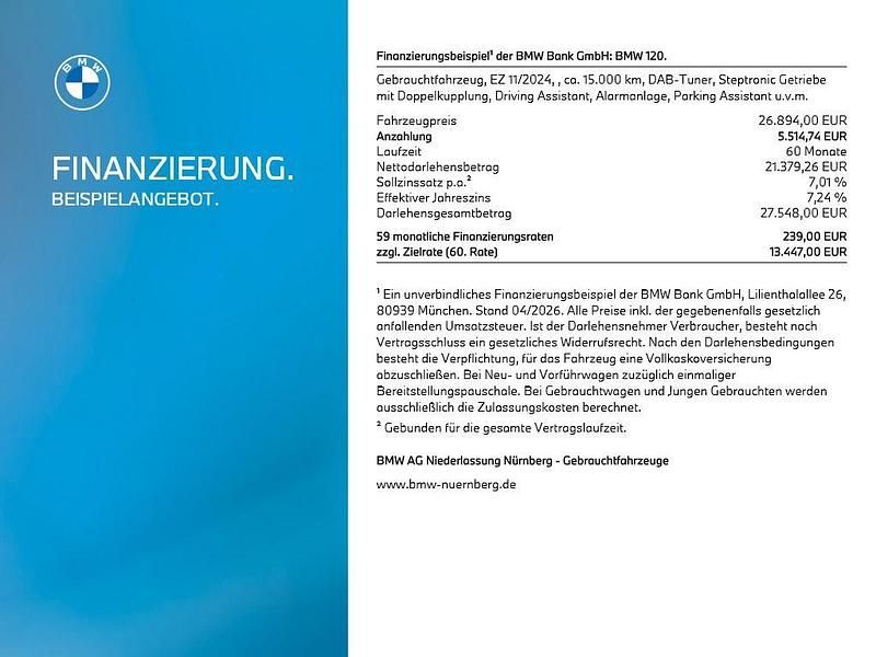 Gebraucht BMW 120 Efficient Dynamics 170 PS (125 kW) 2024 Weiß Kleinwagen