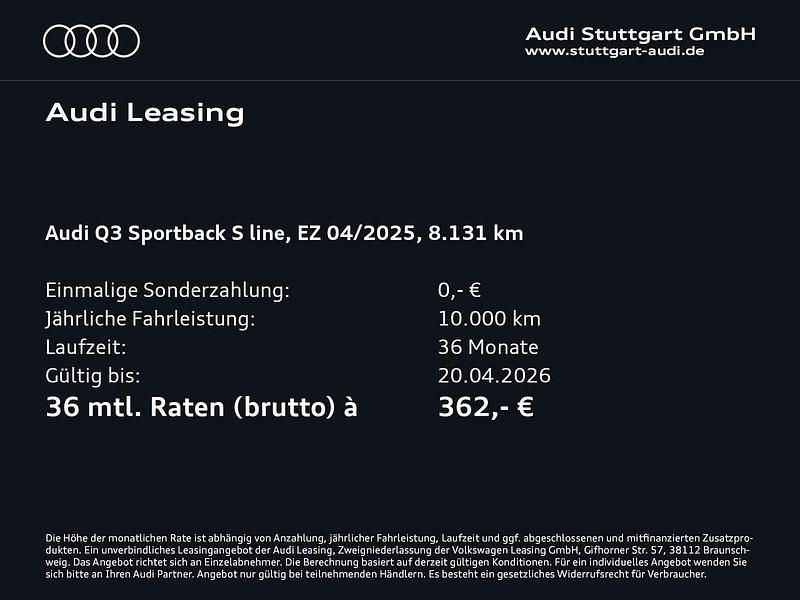 Gebraucht Audi Q3 S-Line 150 PS (110 kW) 2025 2d navarrablau metallic SUV