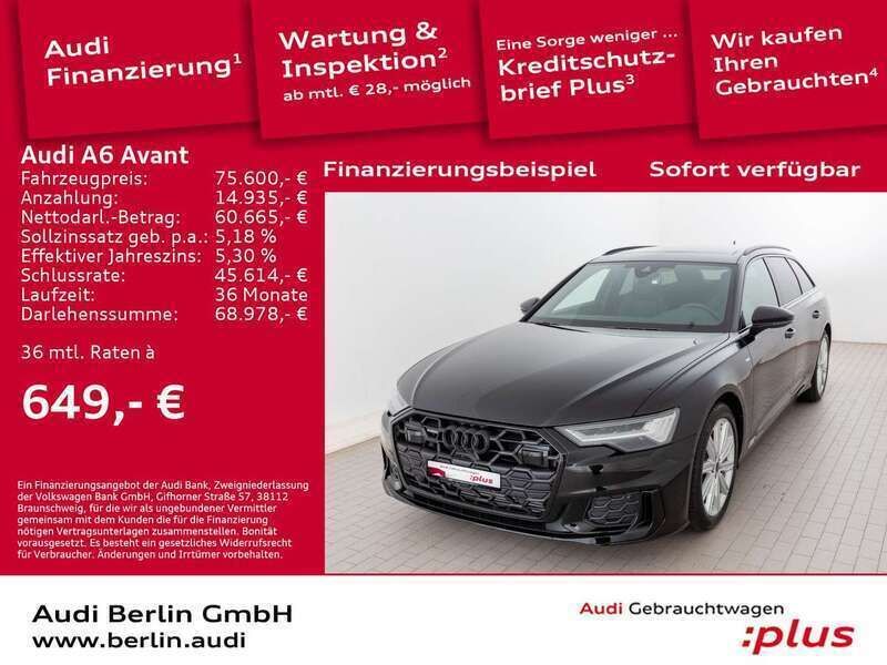 Mythosschwarz metallic Gebraucht 2024 Audi A6 S-Line Kombi | 77.700 € - Bild 1/3