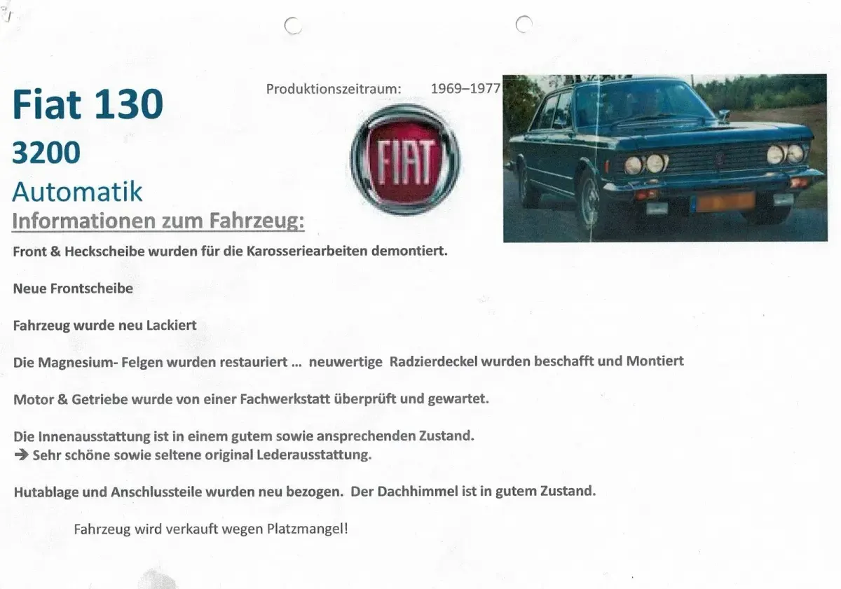Gebraucht Fiat 130 180 PS (132 kW) 1976 Grün Limousine