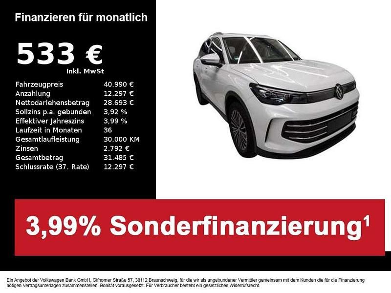 Oryxweiß perlmutteffekt Gebraucht 2025 VW Tiguan Elegance SUV | 40.990 € (Fairer Preis) - Bild 1/3