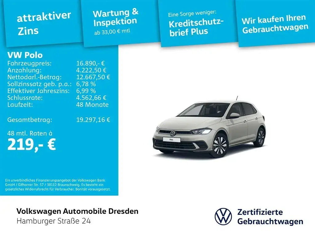 Gebraucht VW Polo Move 80 PS (58 kW) 2024 Gold Kleinwagen